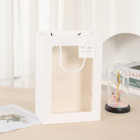 كيس هدايا كرتون وجه شفاف حجم كبير 35*25*18سم